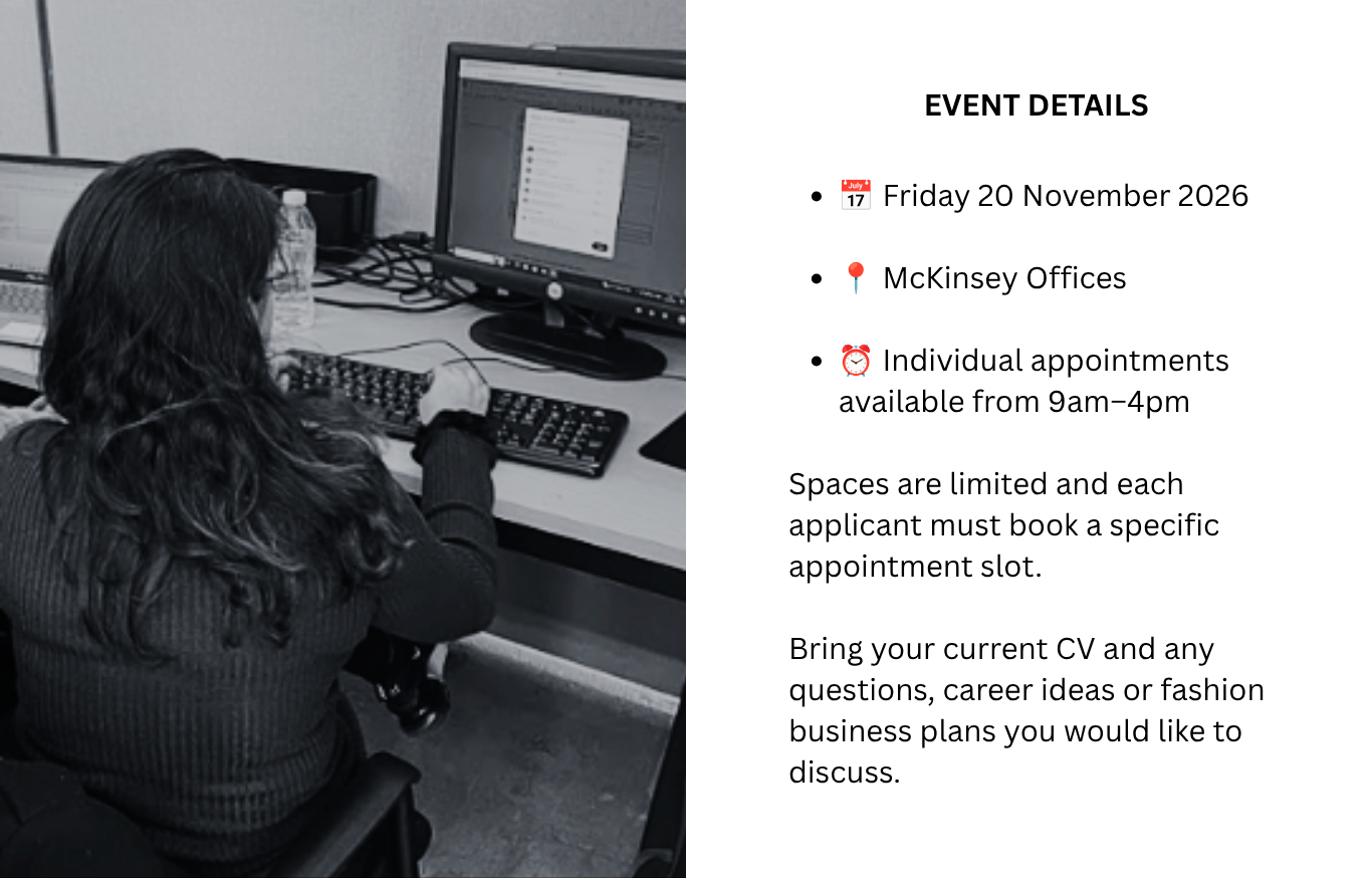 CV SURGERY & BUSINESS SUPPORT WITH MCKINSEY: Take your CV, career goals and fashion business ideas to the next level!